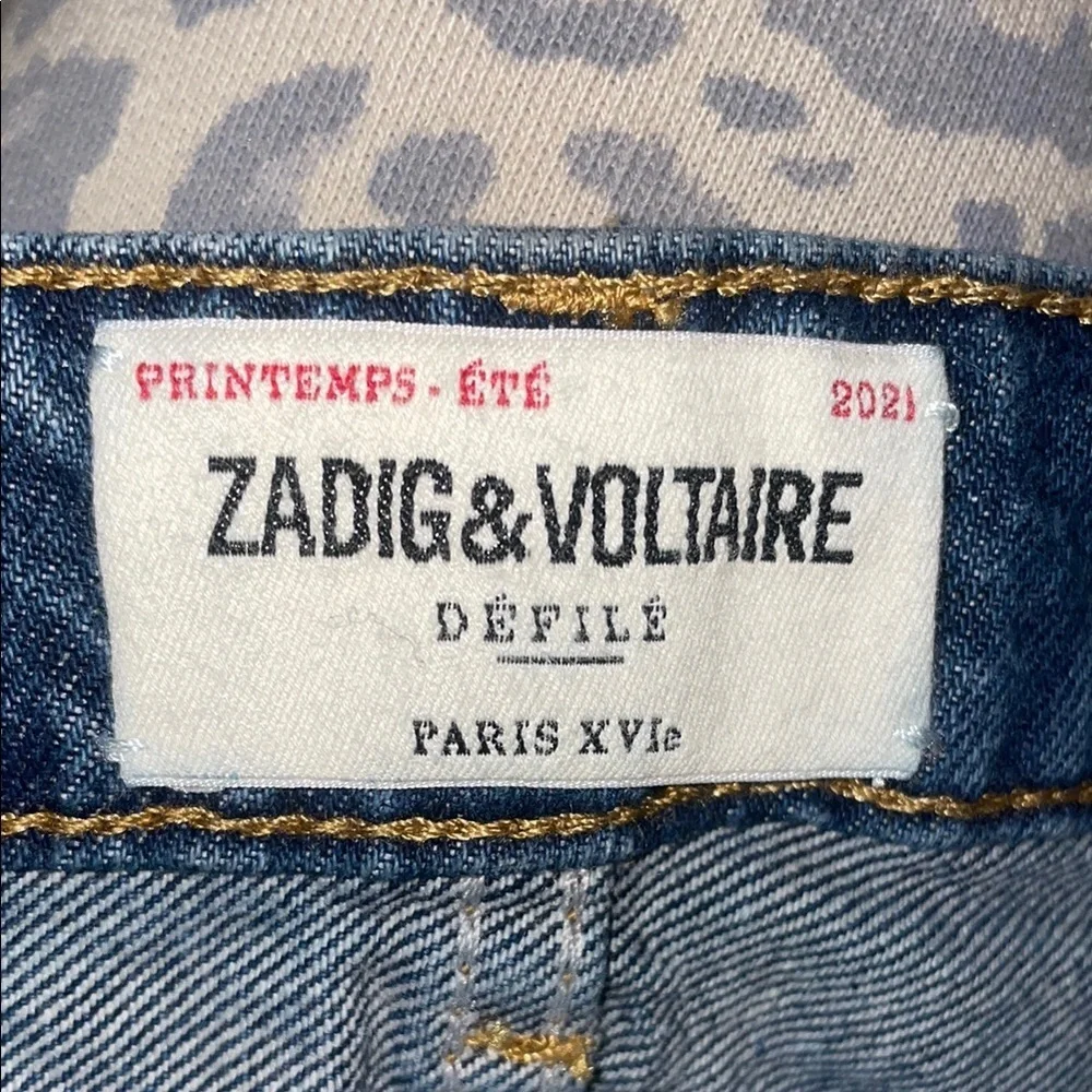 Zadig & Voltaire Jane B Blue Flare Denim Jeans Two Tone Flare High Waisted 80’s